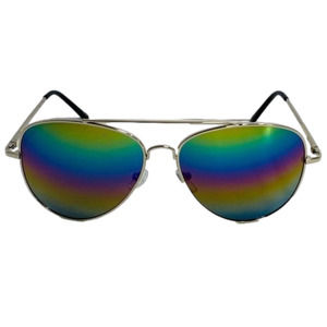 6068 | Silver Frame Rainbow Lens Aviator Sunglasses